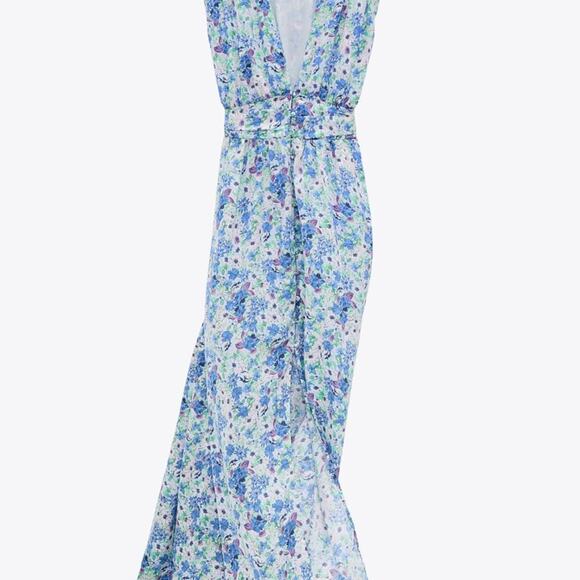 Zara floral printed sleeveless midi dress size Medium - Picture 5 of 16